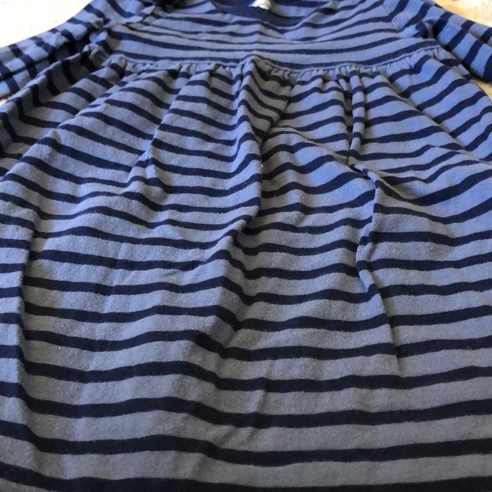 Old Navy Baby Girl Blue Striped Long Sleeve Dress Size 6-12 Months